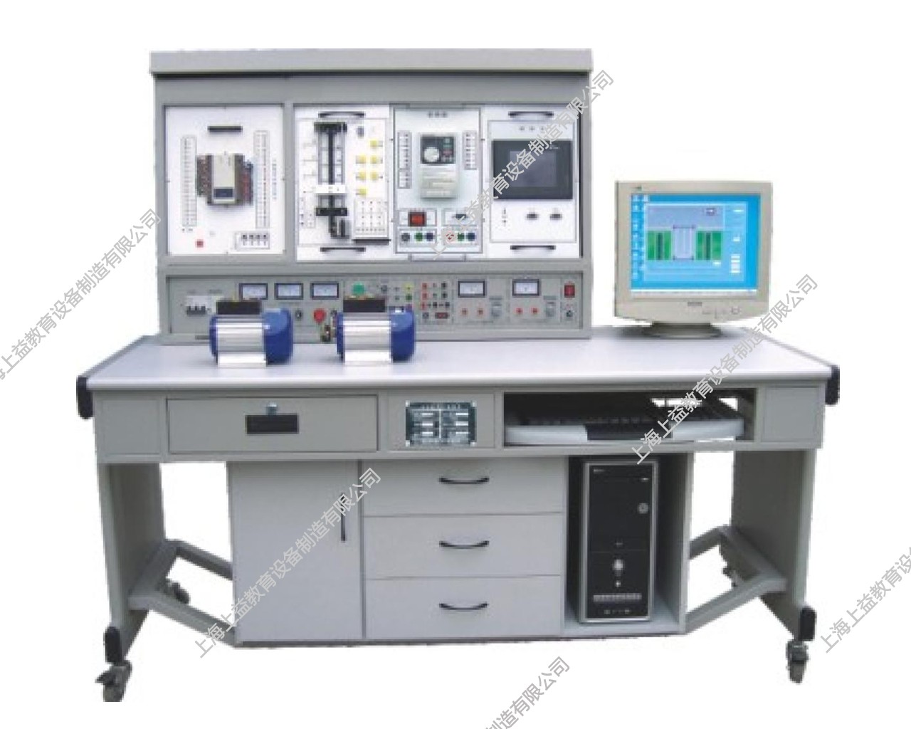 SYPLC-104C網(wǎng)絡(luò)型PLC可編程控制器/變頻調(diào)速/電氣控制及微機(jī)接口綜合實(shí)驗(yàn)裝置（PLC、變頻器、觸摸屏、電氣控制、微機(jī)接口）